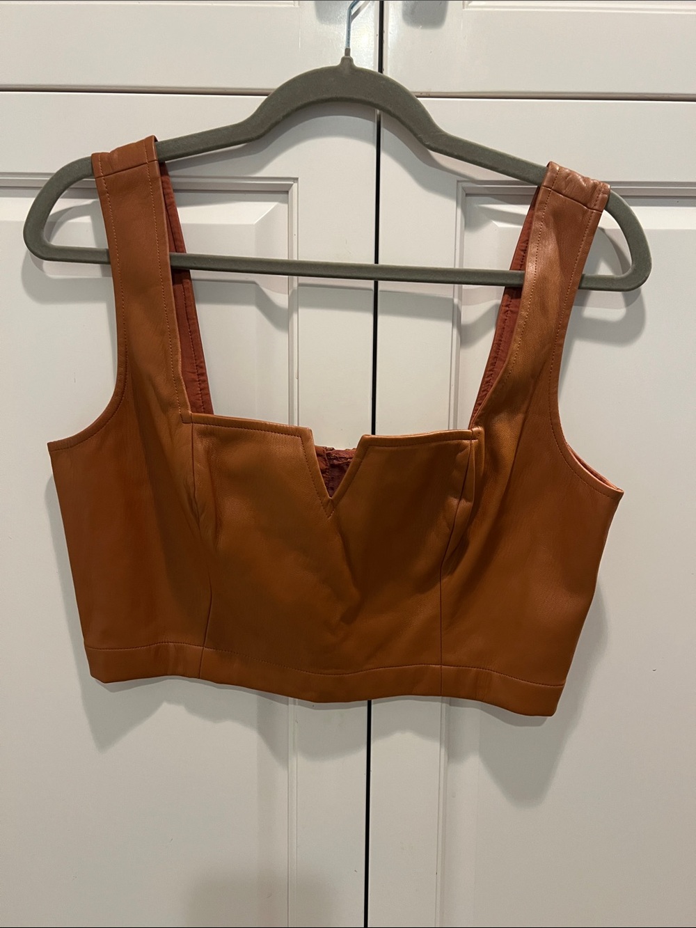 Mauve Brown Faux Leather Crop vest